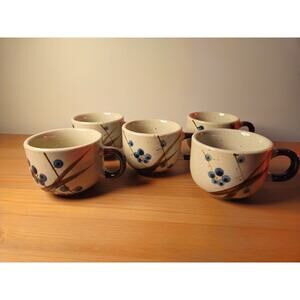 Vintage Potters Wheel Stoneware Japan Ceramic Plum Blossom Cup 4117